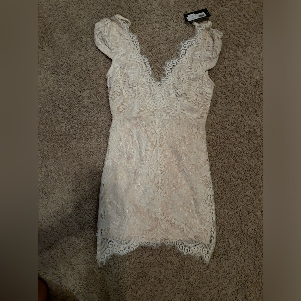 White lace mini dress